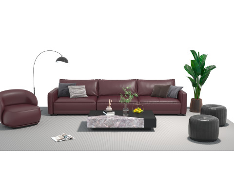 レザーソファセット06 3Dモデル