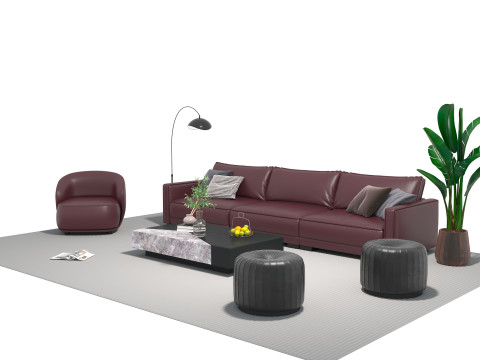 レザーソファセット06 3Dモデル