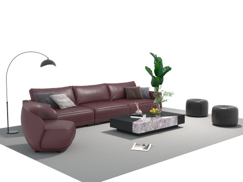 レザーソファセット06 3Dモデル