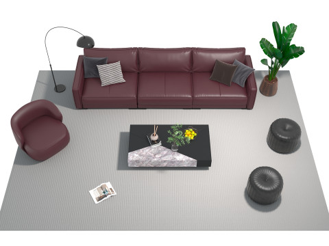 レザーソファセット06 3Dモデル