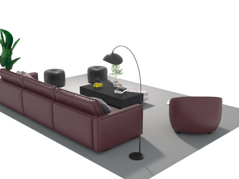 レザーソファセット06 3Dモデル