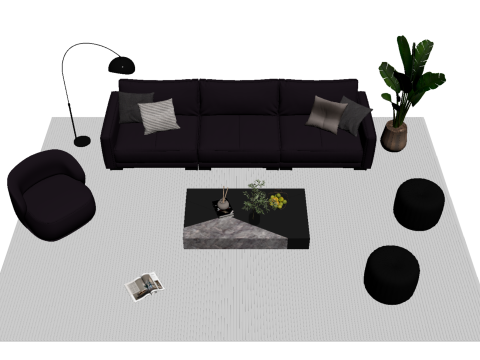 レザーソファセット06 3Dモデル