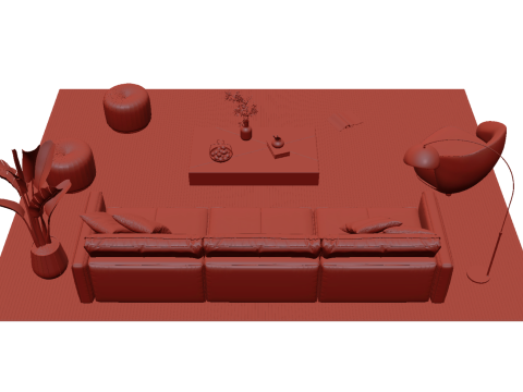 レザーソファセット06 3Dモデル