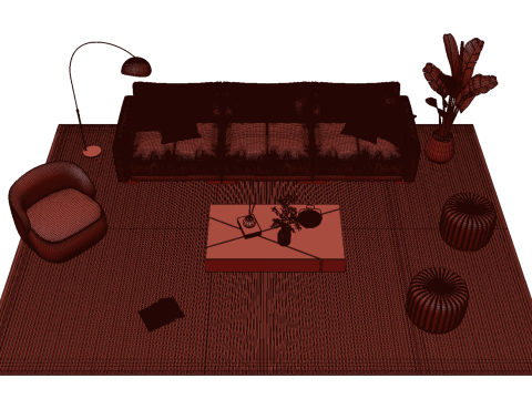 レザーソファセット06 3Dモデル