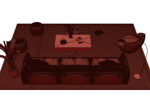 レザーソファセット06 3Dモデル