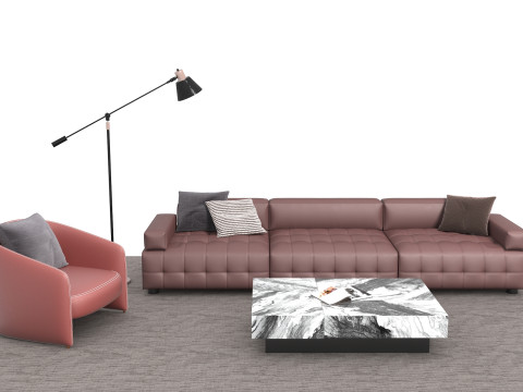 चमड़े का सोफा सेट07 3D मॉडल