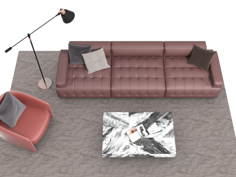 Leather sofa set07 3D Model