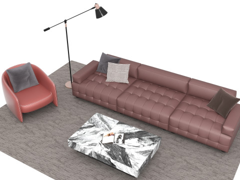 Leather sofa set07 3D Model