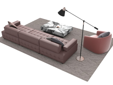 Leather sofa set07 3D Model