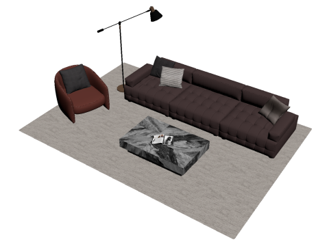 Leather sofa set07 3D Model