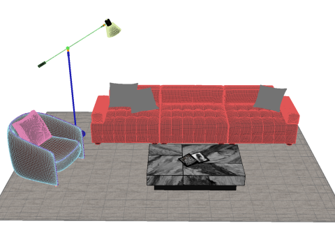 Leather sofa set07 3D Model