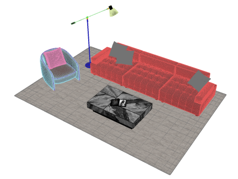 Leather sofa set07 3D Model
