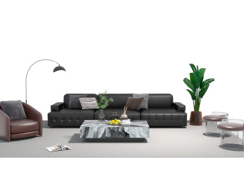 Leather sofa set 07 3D Model