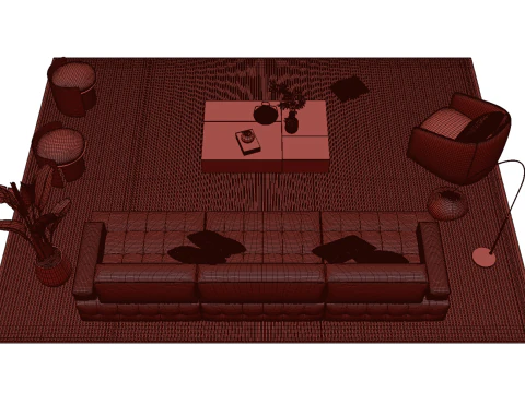 Leather sofa set 07 3D Model