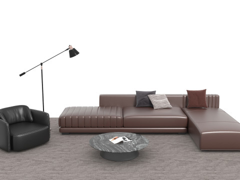 चमड़े का सोफा सेट08 3D मॉडल