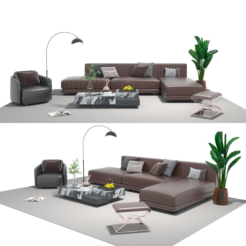 가죽 소파 세트 08 3D 모델 .c4d .max .obj .3ds .fbx .stl .blend