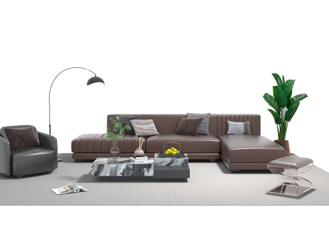 Leather sofa set 08 3D Model