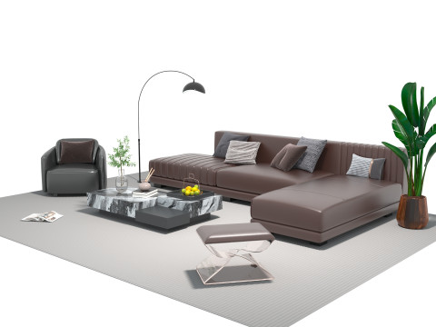 가죽 소파 세트 08 3D 모델