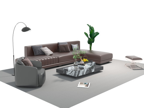 가죽 소파 세트 08 3D 모델