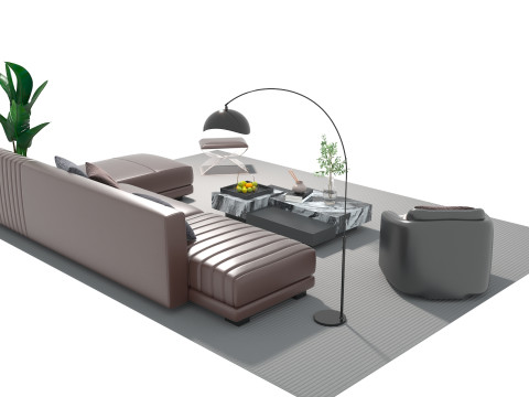 가죽 소파 세트 08 3D 모델