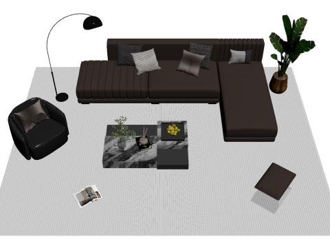 가죽 소파 세트 08 3D 모델