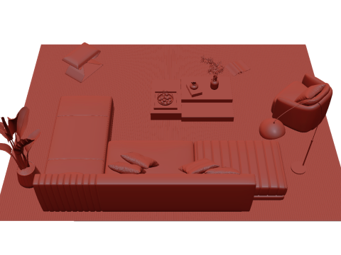 가죽 소파 세트 08 3D 모델