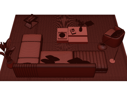 가죽 소파 세트 08 3D 모델