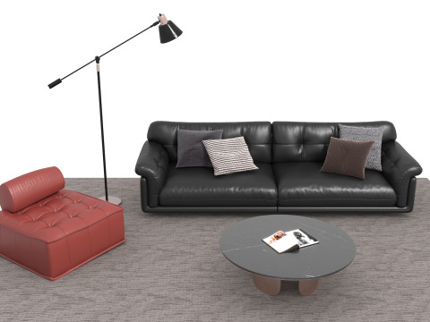 चमड़े का सोफा सेट09 3D मॉडल