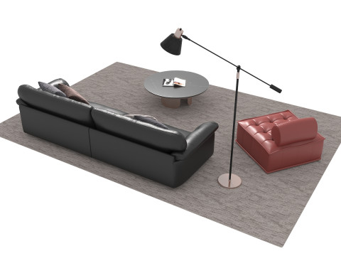 Set sofa kulit09 Model 3D