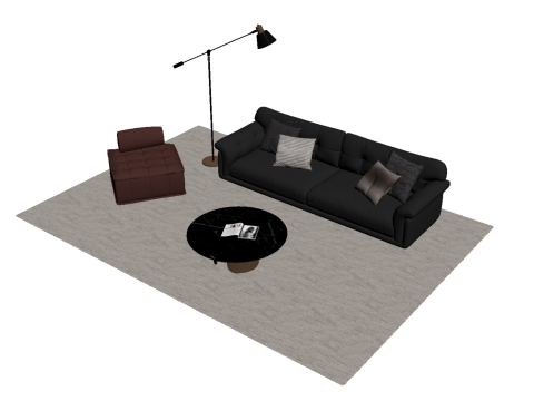 Set sofa kulit09 Model 3D