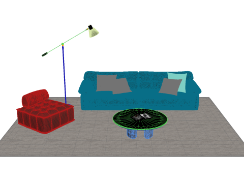 Set sofa kulit09 Model 3D