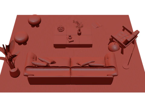 Leather sofa set 09 3D Model