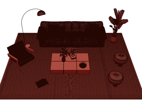 Leather sofa set 09 3D Model