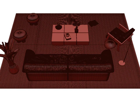 Leather sofa set 09 3D Model