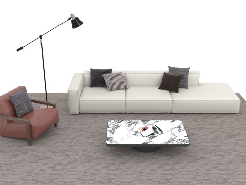 चमड़े का सोफा सेट10 3D मॉडल