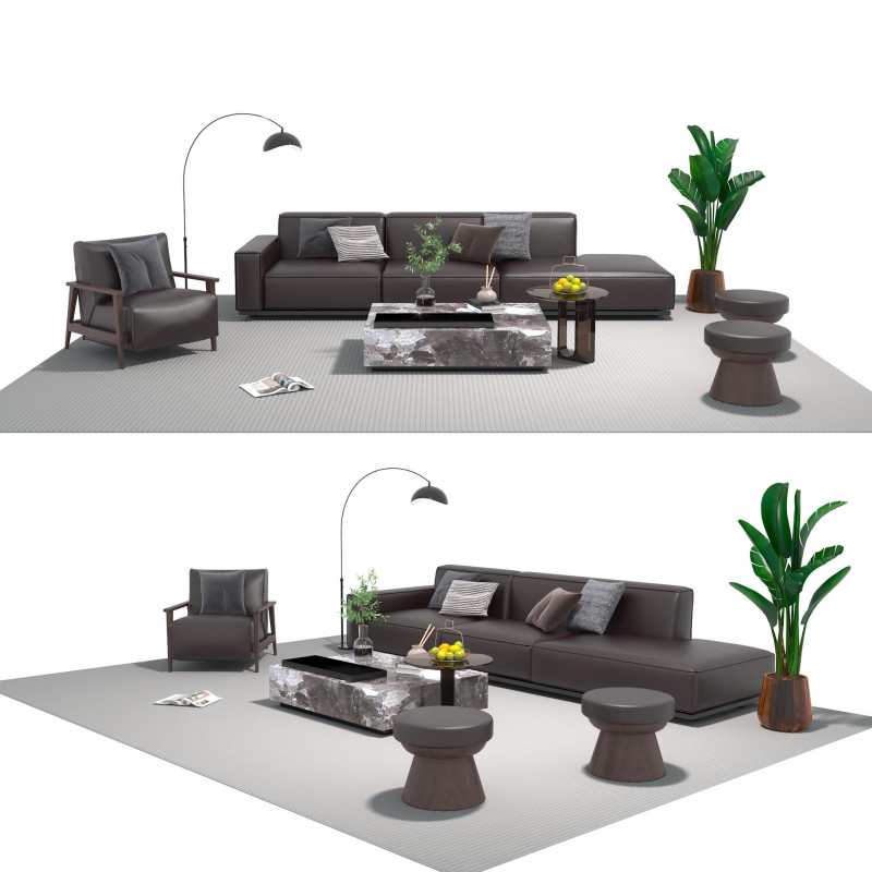 Set divani in pelle 10 Modello 3D .c4d .max .obj .3ds .fbx .stl .blend 