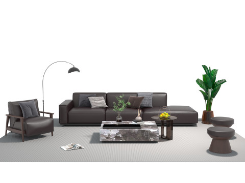 Set divani in pelle 10 Modello 3D