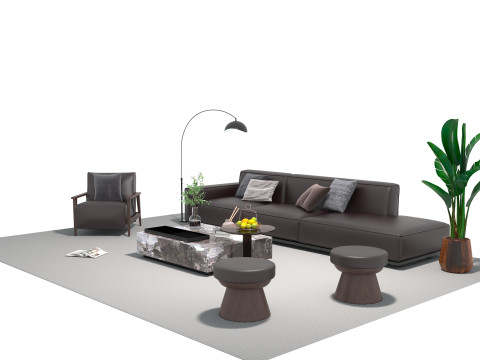 Set divani in pelle 10 Modello 3D