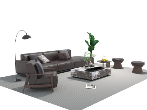 Set divani in pelle 10 Modello 3D