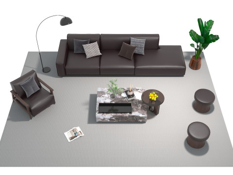 Set divani in pelle 10 Modello 3D