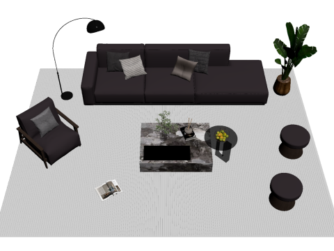 Set divani in pelle 10 Modello 3D