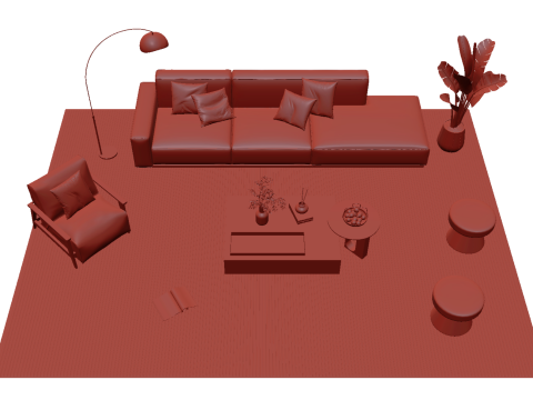 Set divani in pelle 10 Modello 3D