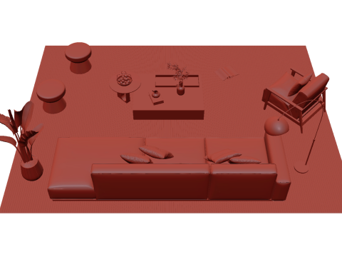 Set divani in pelle 10 Modello 3D