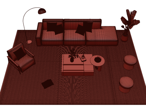 Set divani in pelle 10 Modello 3D