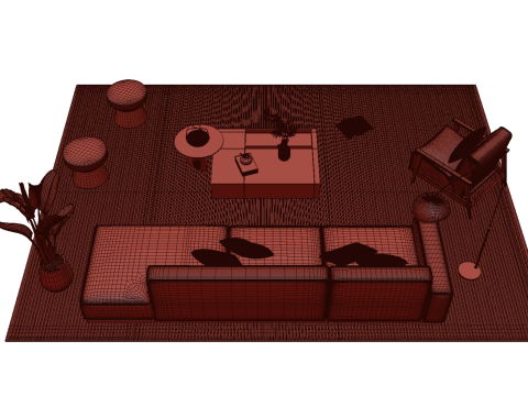 Set divani in pelle 10 Modello 3D