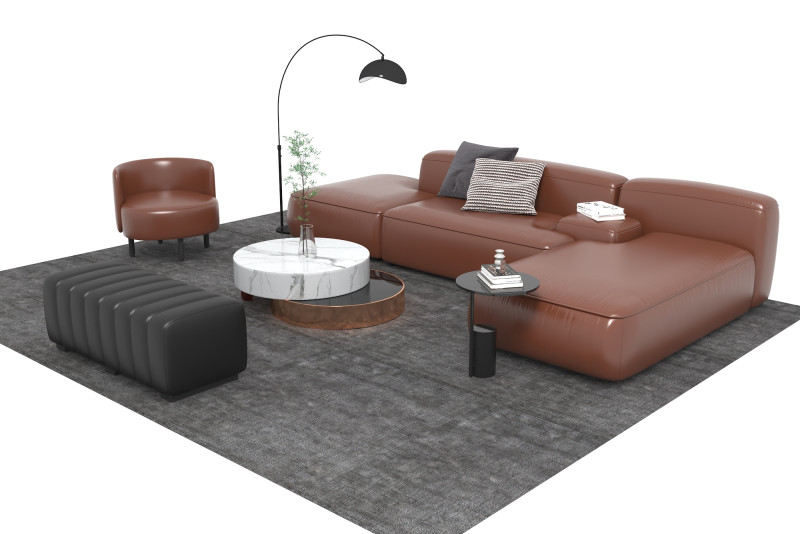 Leather sofa set11 3D Model .c4d .max .obj .3ds .fbx .stl .blend 