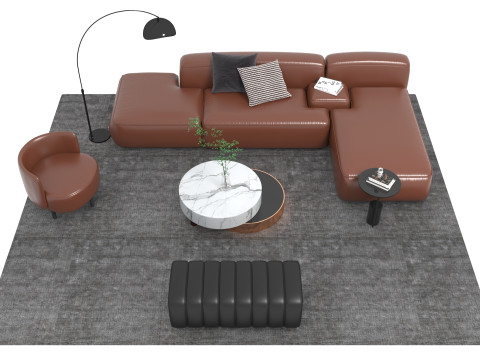 Leather sofa set11 3D Model