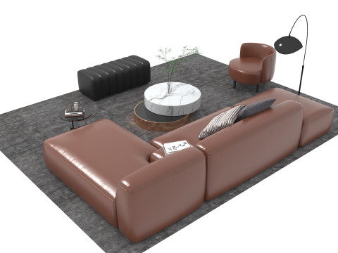 Leather sofa set11 3D Model