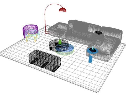 Leather sofa set11 3D Model