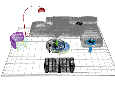 Leather sofa set11 3D Model